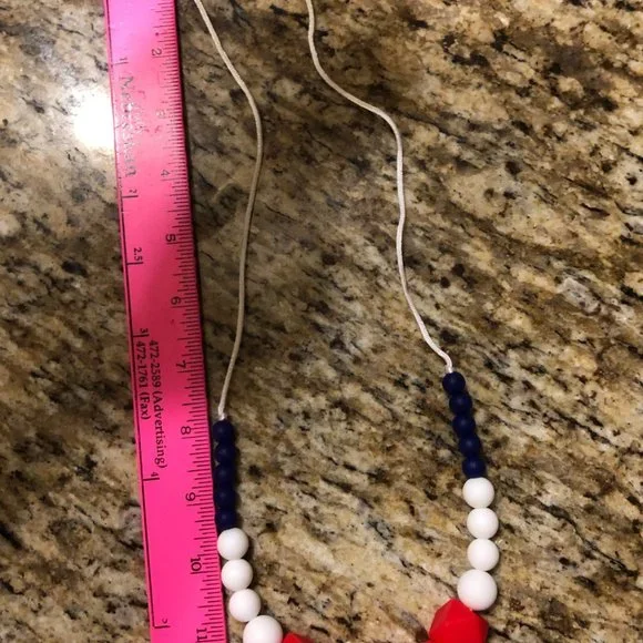 Red, White & Blue Silcone Teething Necklace   NK1529  Handmade NWT Boutique - Picture 5 of 5